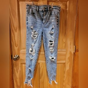 American Eagle Super High Rise Distressed Jegging Size 12 Regular